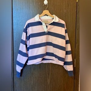 Pink and Navy Abercrombie Rugby Polo Shirt
